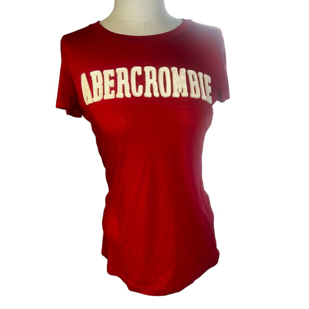 Vintage Y2K Abercrombie & Fitch spell out shirt Red With White Letters sz large